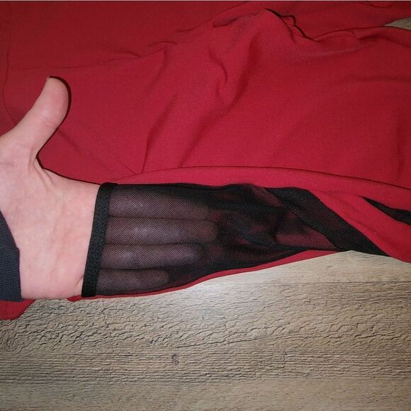 Shein Burgundy Contrast Mesh Phone Pocket Sports Leggings - Picture 3 of 6